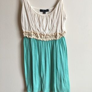 Turquoise and cream tank top